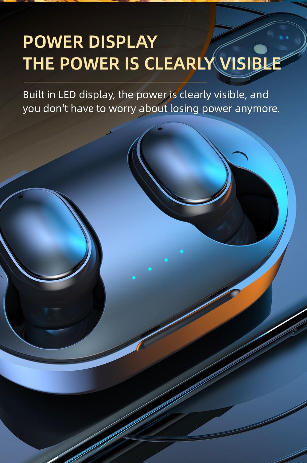 A6R TWS Bluetooth V5.0 Button Control IPX4 Waterproof 3h Playtime Wireless in-ear Noise Earphones - Black