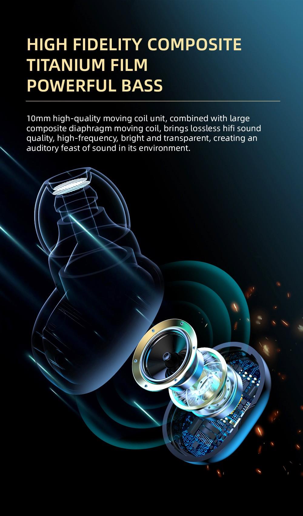 A6R TWS Bluetooth V5.0 Button Control IPX4 Waterproof 3h Playtime Wireless in-ear Noise Earphones - Black