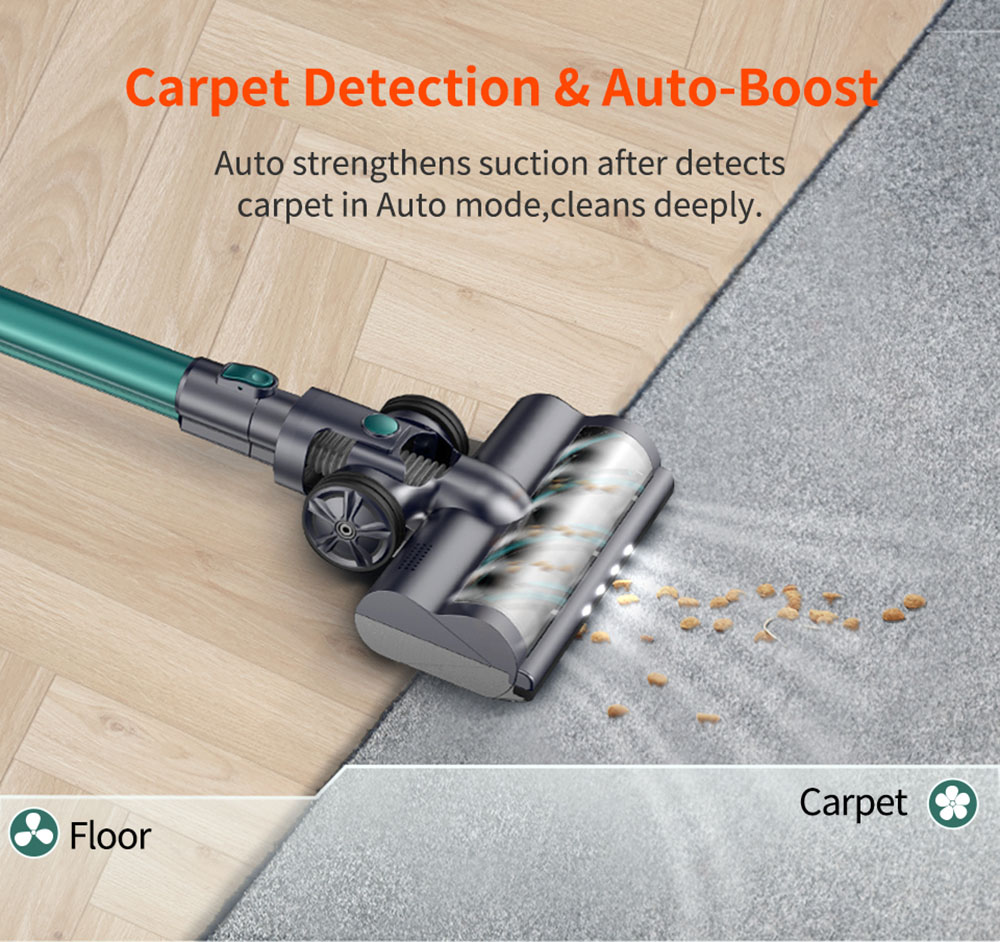 Ultenic U11 Cordless Vacuum Cleaner 25KPa Suction with Rechargeable Stand Holder LED Display & Removable Battery 3 Adjustable Modes 55mins Runtime - Green