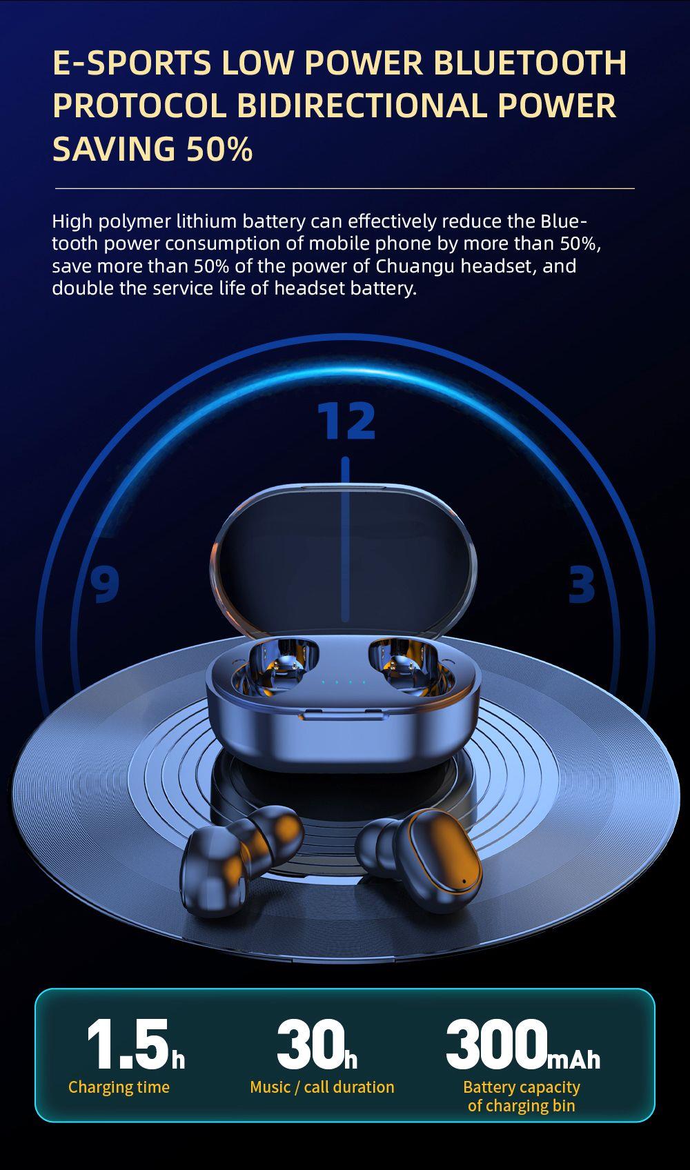 A6R TWS Bluetooth V5.0 Button Control IPX4 Waterproof 3h Playtime Wireless in-ear Noise Earphones - Black