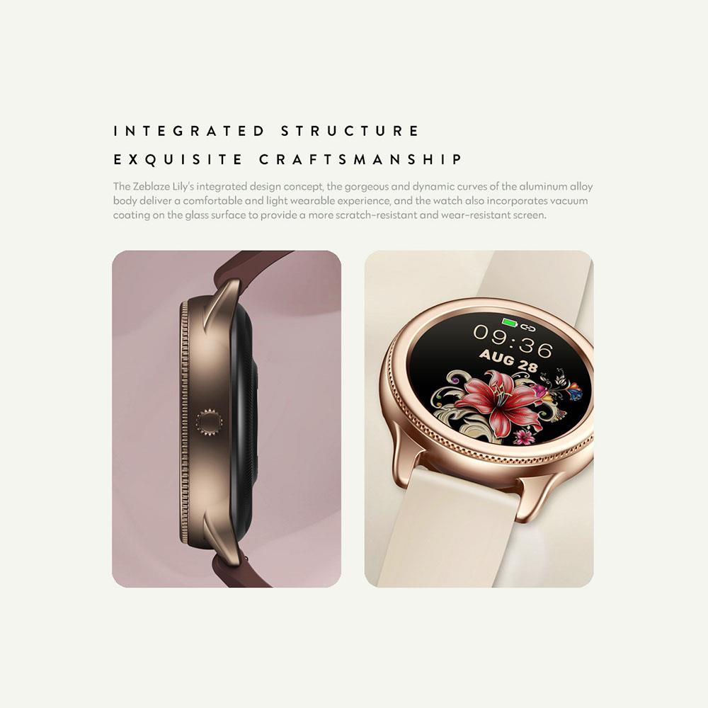 Zeblaze Lily Bluetooth Smartwatch 1.1 inch Touch Screen Heart Rate Blood Pressure Monitor IP68 Water-Resistant 200 mAh Battery  30 Days Standby Time - Bronze