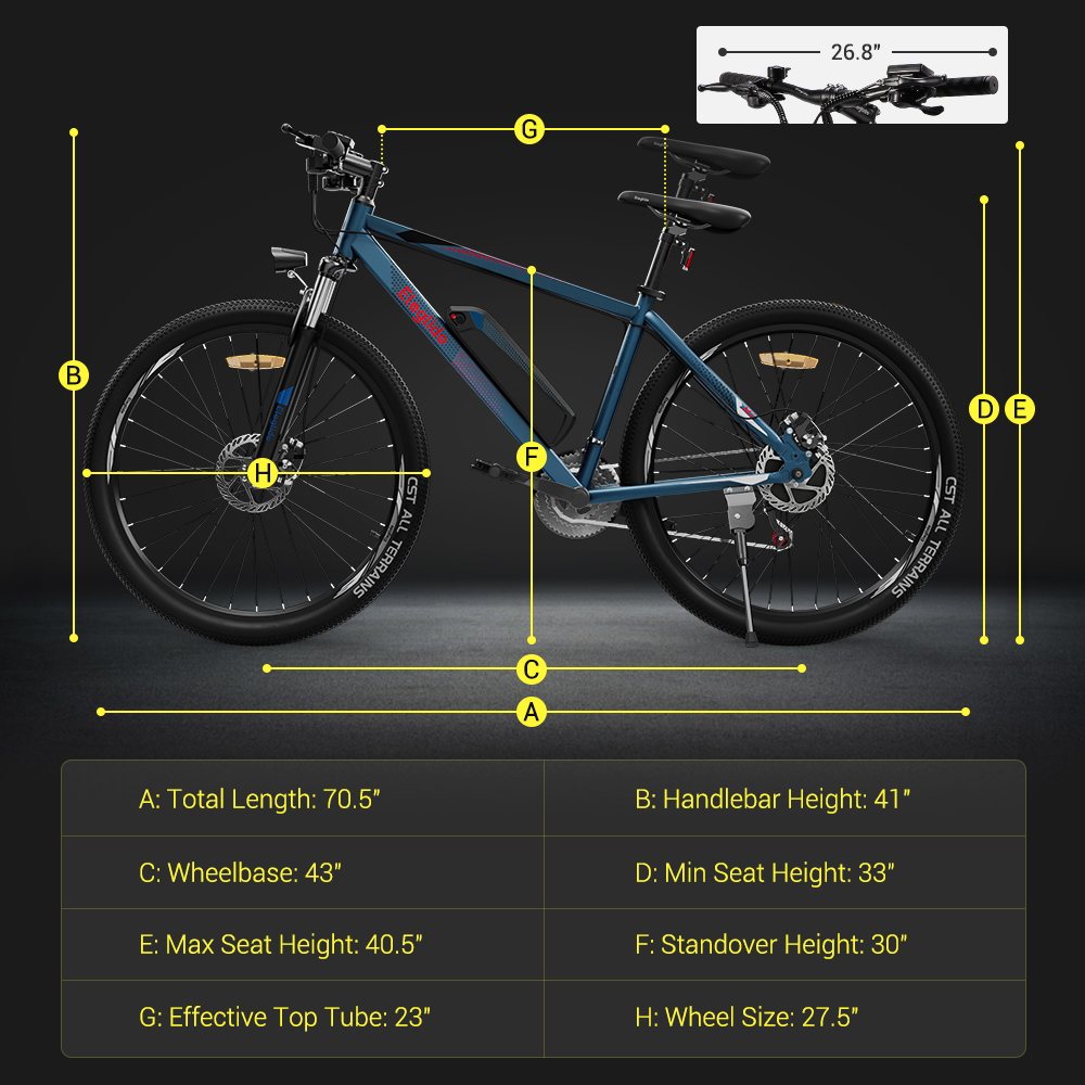 ELEGLIDE M1 Electric Bike 26 inch  Mountain Urban Bicycle 250W Hall Brushless Motor SHIMANO Shifter 21 Speeds 36V 7.5Ah Removable Battery 25km/h Max speed up to 65km Max Range IPX4 Waterproof Aluminum alloy Frame Dual Disk Brake - Dark Blue