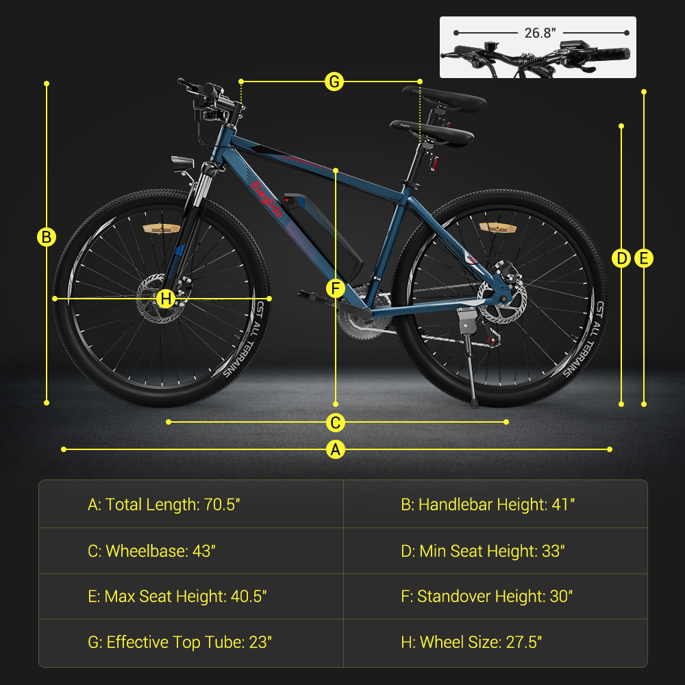 ELEGLIDE M1 Electric Bike 26 inch Mountain Urban Bicycle 250W Hall Brushless Motor SHIMANO Shifter 21 Speeds 36V 7.5Ah Removable Battery 25km/h Max speed up to 65km Max Range IPX4 Waterproof Aluminum alloy Frame Dual Disk Brake - Dark Blue