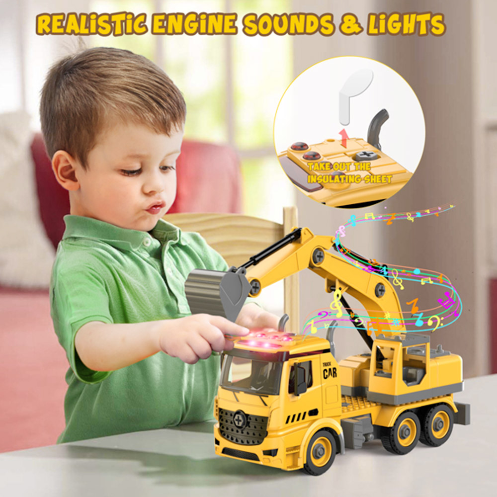 4 в 1 строительный грузовик игрушка для детей 4 5 6 лет с электрической дрелью