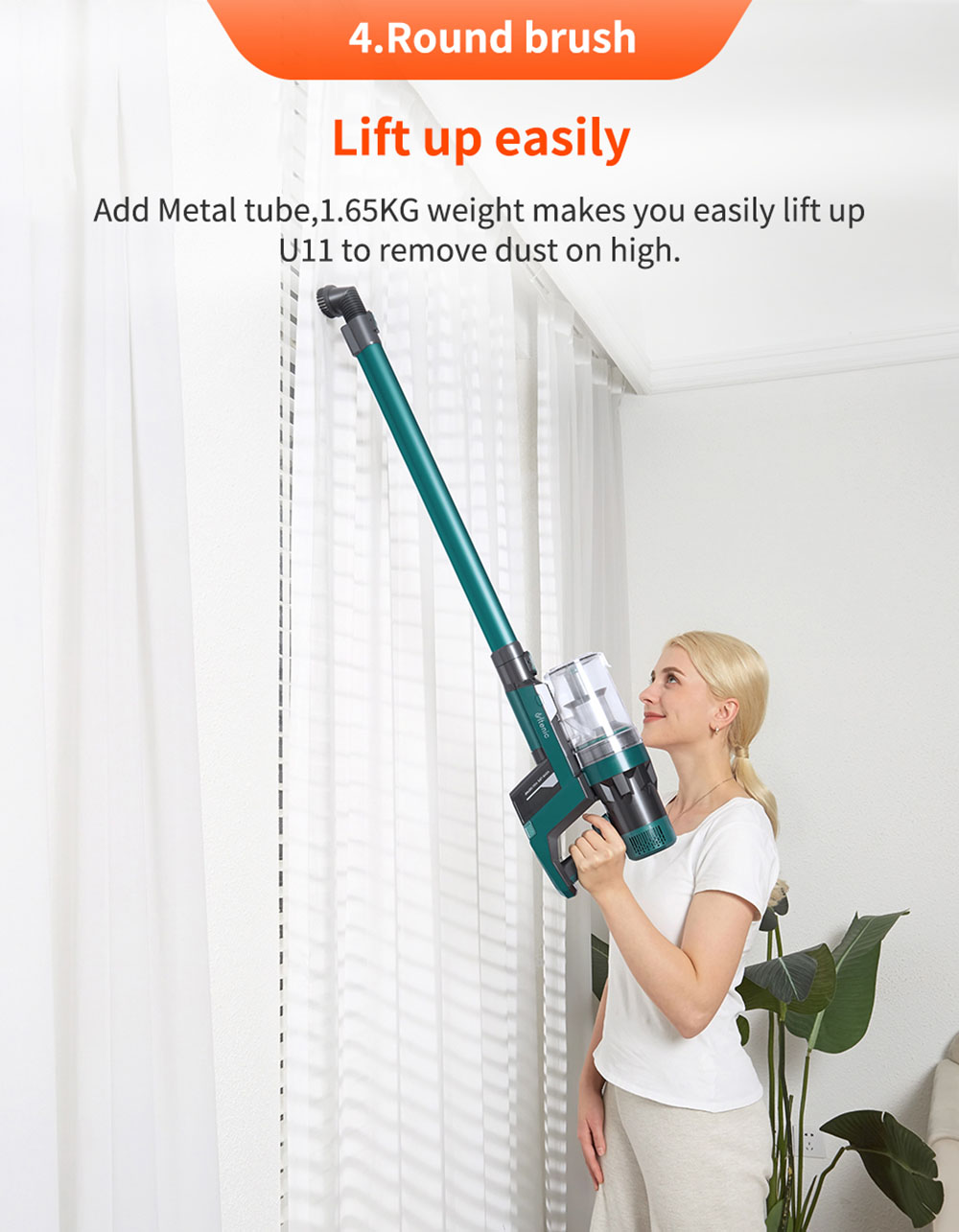 Ultenic U11 Cordless Vacuum Cleaner 25KPa Suction with Rechargeable Stand Holder LED Display & Removable Battery 3 Adjustable Modes 55mins Runtime - Green