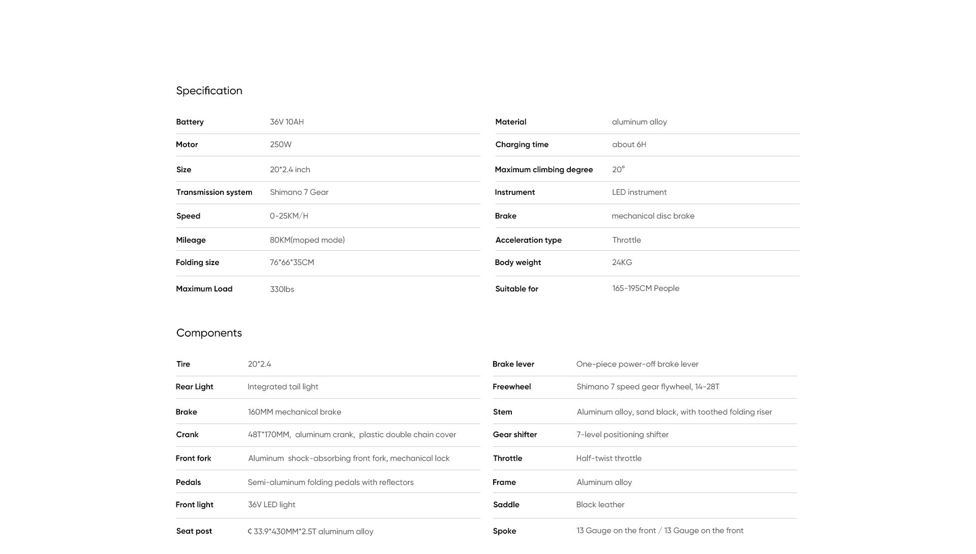 ENGWE C20 Folding Electric Bicycle 20' inch Tires 250W Brushless Motor 36V 10.4Ah Battery 25km/h Max Speed - Gray 21 ENGWE C20 Folding Electric Bicycle 20' inch Tires 250W Brushless Motor 36V 10.4Ah Battery 25km/h Max Speed - Gray