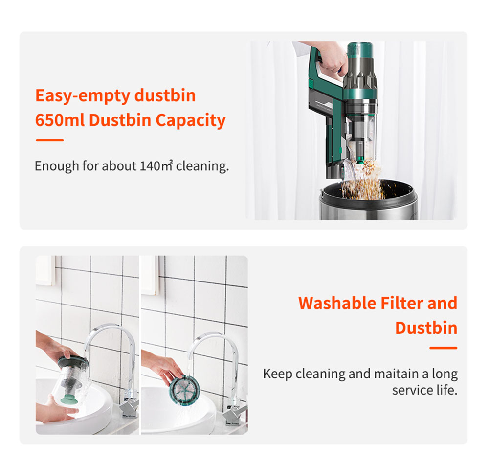 Ultenic U11 Cordless Vacuum Cleaner 25KPa Suction with Rechargeable Stand Holder LED Display & Removable Battery 3 Adjustable Modes 55mins Runtime - Green