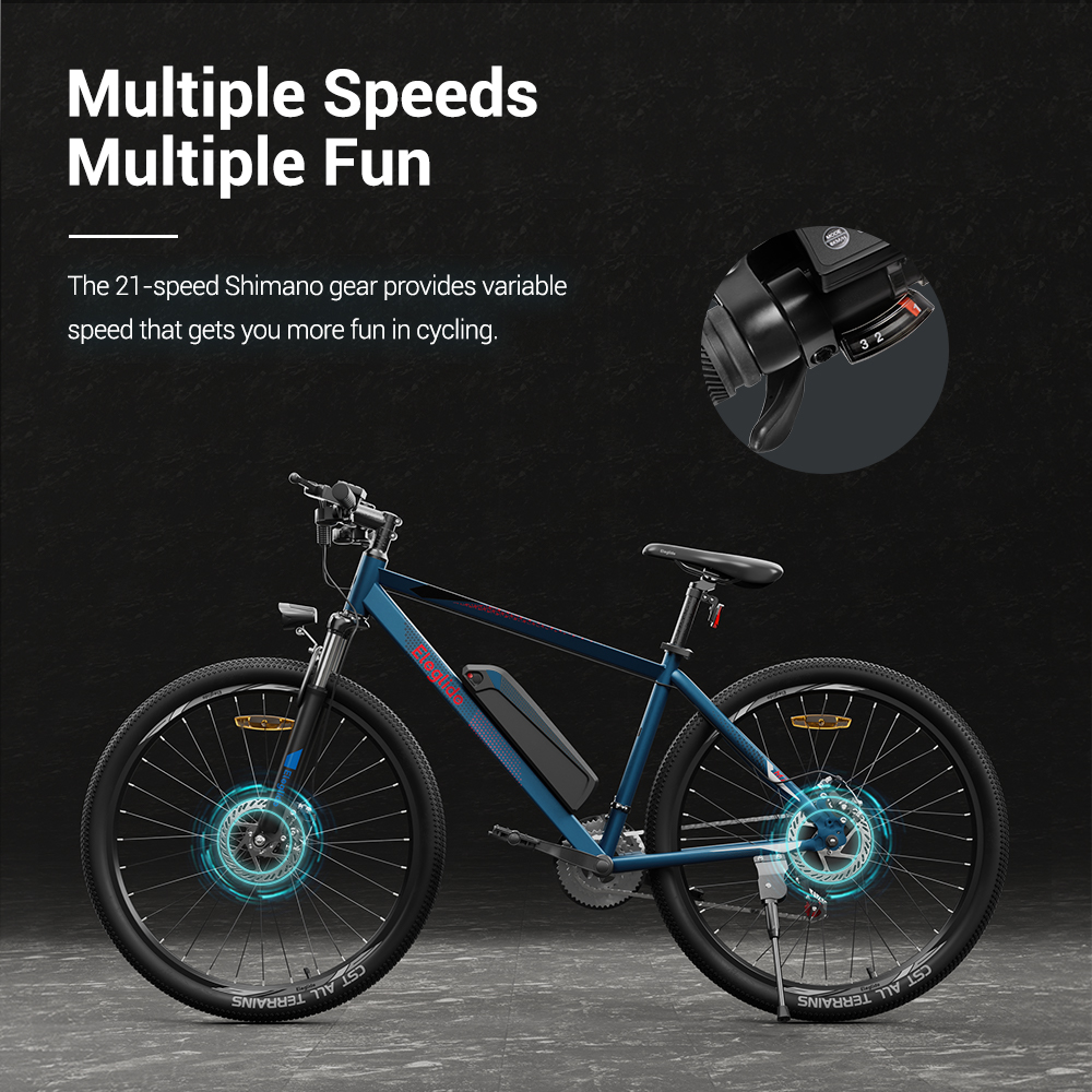 ELEGLIDE M1 Electric Bike 26 inch Mountain Urban Bicycle 250W Hall Brushless Motor SHIMANO Shifter 21 Speeds 36V 7.5Ah Removable Battery 25km/h Max speed up to 65km Max Range IPX4 Waterproof Aluminum alloy Frame Dual Disk Brake - Dark Blue