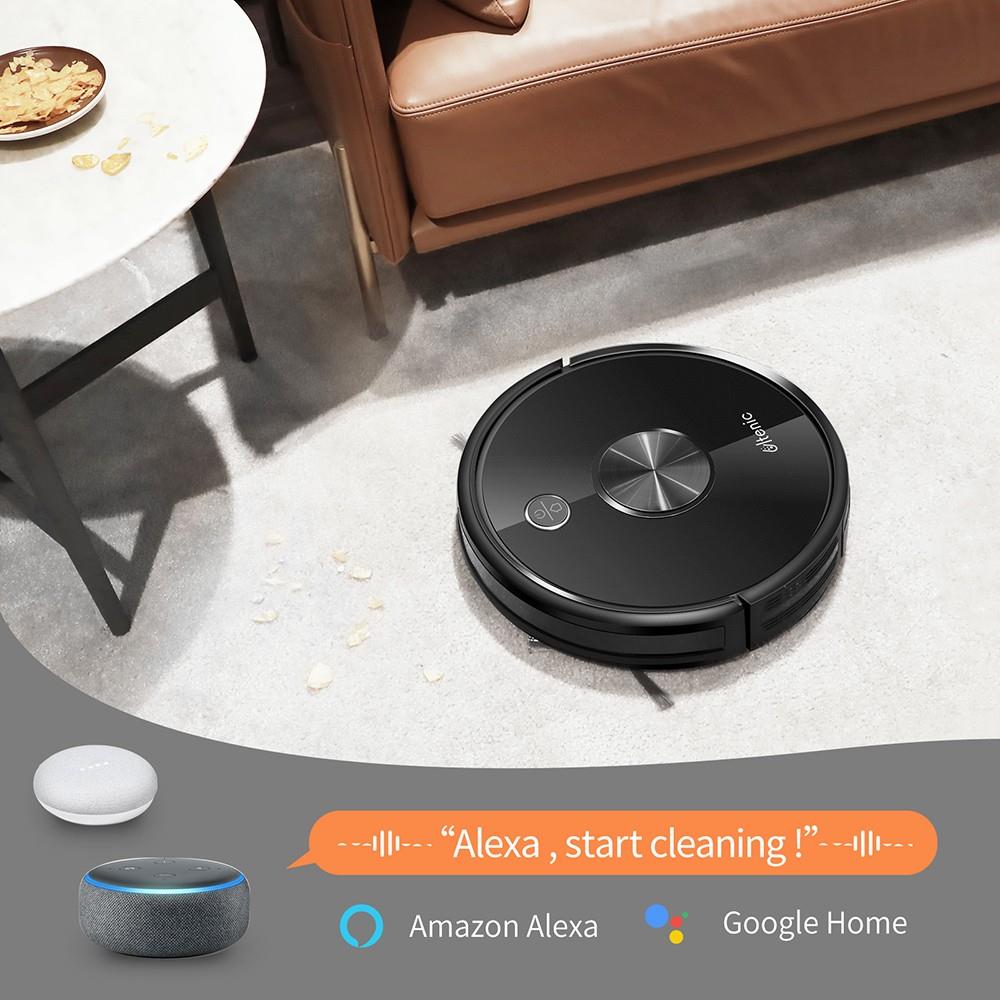 Proscenic Ultenic D5S Pro Robot Vacuum Cleaner 2 in 1 Sweeping and Mopping 2200Pa Suction Wi-Fi & Alexa Control Super-Thin Auto Carpet Boost 600ML Large Dustbox Self-Charging Robotic Vacuum Cleaner for Pet Hairs Hardwood Carpets - Black