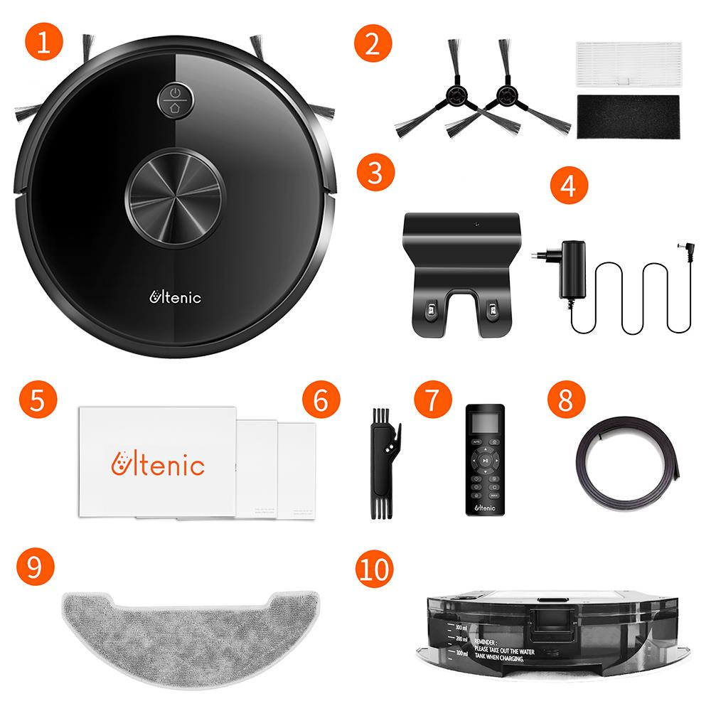 Proscenic Ultenic D5S Pro Robot Vacuum Cleaner 2 in 1 Sweeping and Mopping 2200Pa Suction Wi-Fi & Alexa Control Super-Thin Auto Carpet Boost 600ML Large Dustbox Self-Charging Robotic Vacuum Cleaner for Pet Hairs Hardwood Carpets - Black