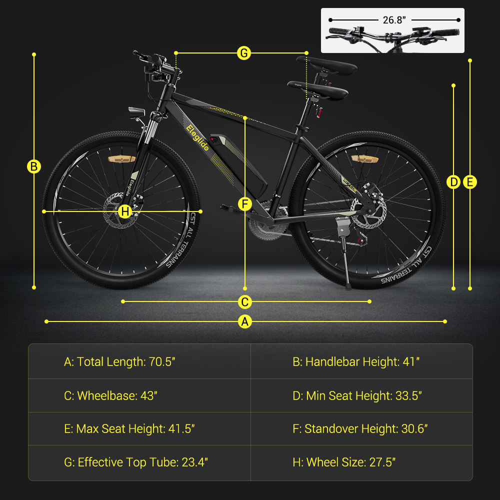 ELEGLIDE M1 PLUS Upgraded Version Electric Mountain Bike 27.5 inch 250W Brushless Motor SHIMANO 21 Speeds Shifter 36V 12.5Ah Battery 25km/h speed IPX4 Waterproof Electric-Assist up to 100km Max Range Aluminum alloy Frame Dual Disk Brake - Black