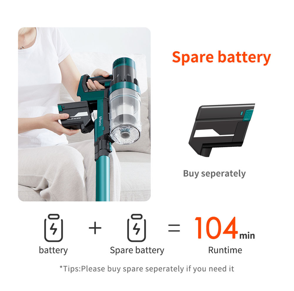Ultenic U11 Cordless Vacuum Cleaner 25KPa Suction with Rechargeable Stand Holder LED Display & Removable Battery 3 Adjustable Modes 55mins Runtime - Green