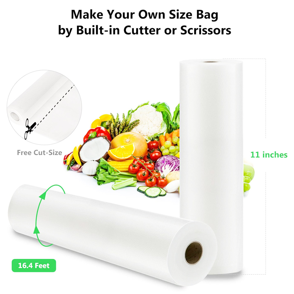 حقيبة ABOX Vacuum Sealer مع لفة 11 بوصة × 197 بوصة مثالية لتخزين الأطعمة الطازجة أو المجمدة والطهي بالفيديو