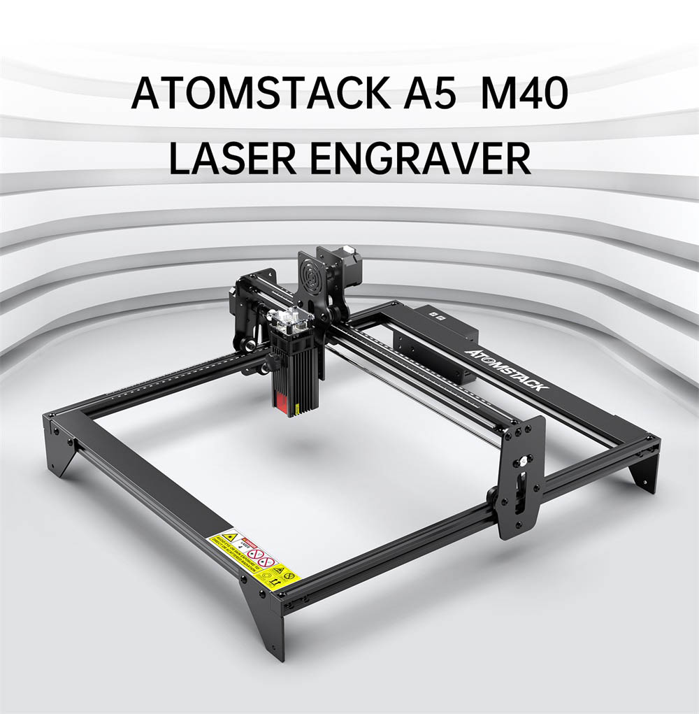 ATOMSTACK A5 M40 40W آلة النقش بالليزر منطقة نقش عالية الدقة 410 مم × 400 مم بقعة ليزر مضغوطة 0.08 مم