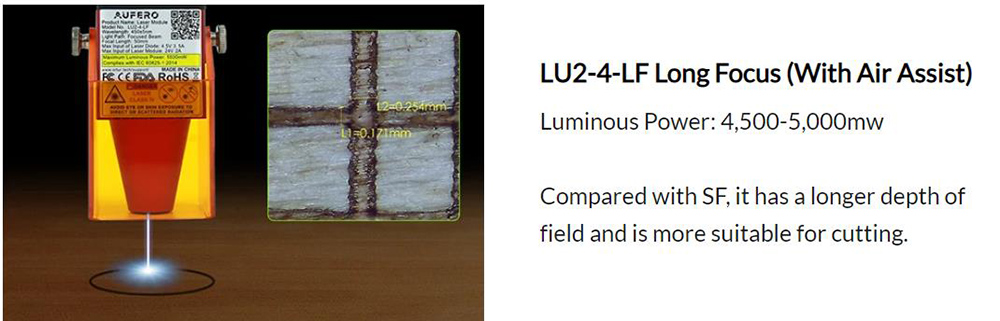 Aufero Laser 2 LU2-2 Máquina de grabado láser 10,000 mm/min 24 V/2A Área de grabado de alta precisión 390 mm x 390 mm