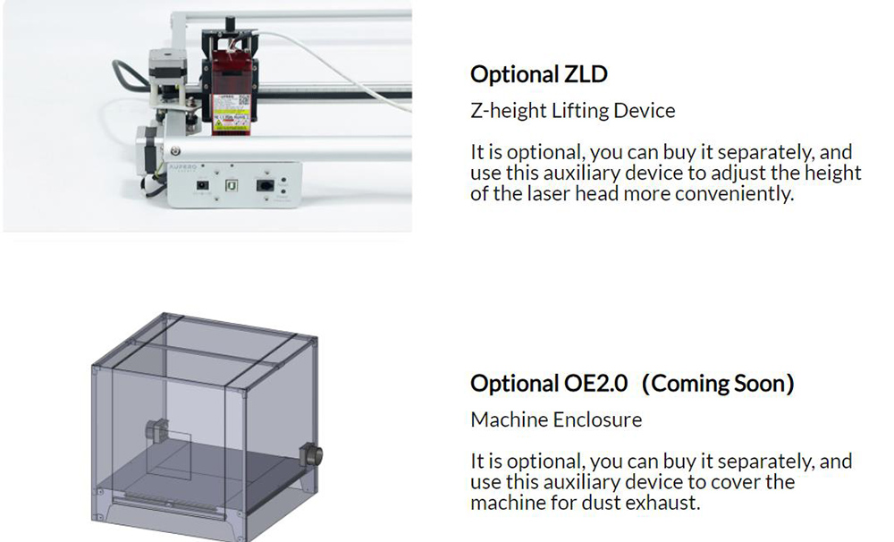 Aufero Laser 2 LU2-4 LF Laser Engraving Machine 10,000mm/min 24V/2A High Precision Engraving Area 390x390mm