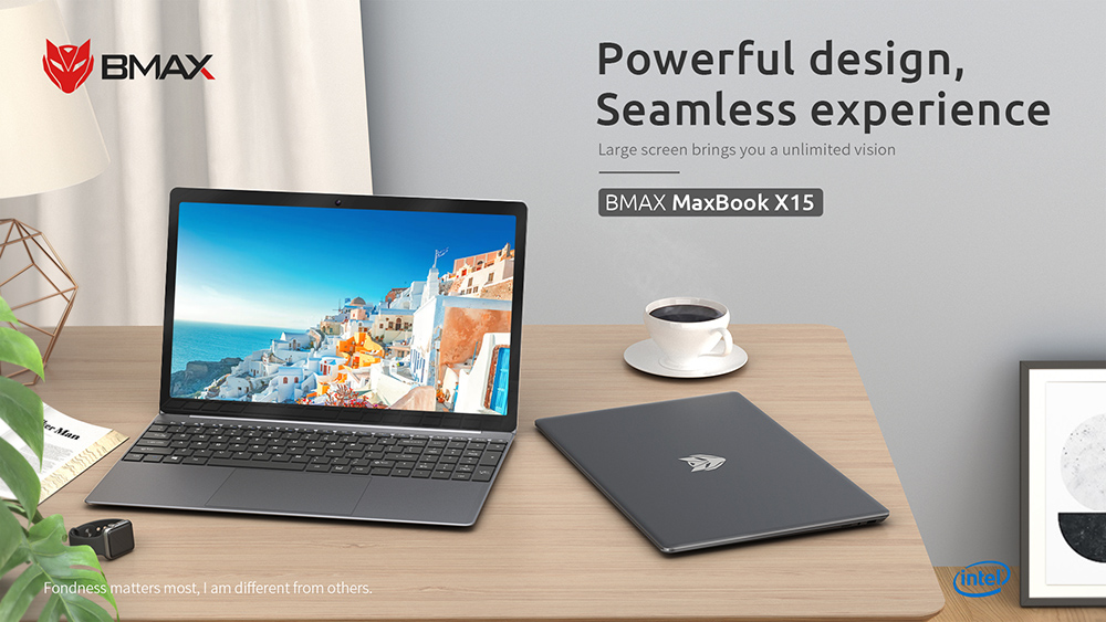 BMAX X15 Laptop 15.6 Inch IPS Screen Intel Gemini Lake N4100 Windows 10 8GB RAM 256GB SSD 5000mAh Battery - Grey