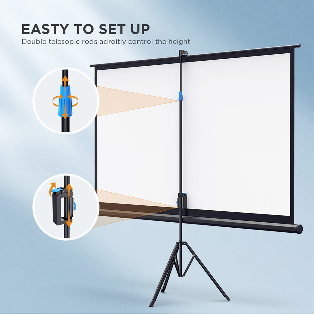 Bomaker 100-inch projectorscherm met standaard 160 graden kijkhoek 1.1 versterking 16:9 premium wit PVC