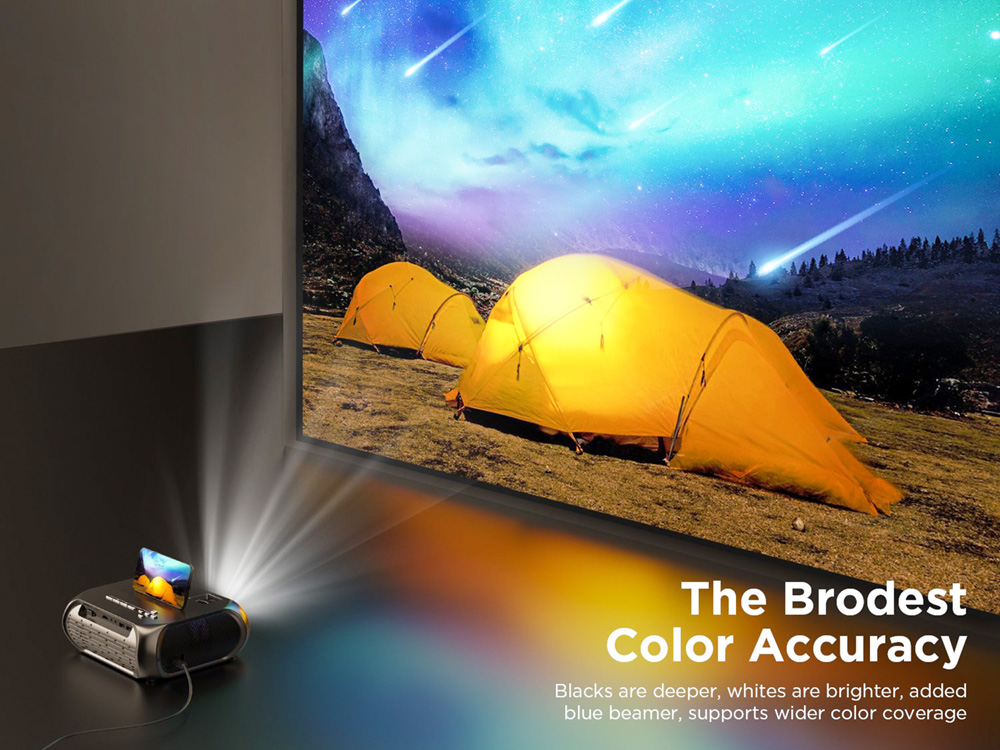 Bomaker S5 Projector Native 720P 150 ANSI Lumens Wi-Fi Screen Mirroring Bluetooth Speakers - Grey