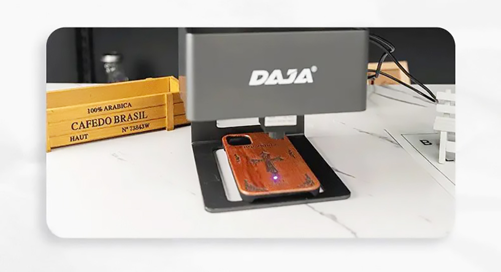 DAJA DJ6 24W آلة نقش ليزر محمولة صغيرة عالية الدقة منطقة النقش 80 مم × 80 مم مع حماية متعددة