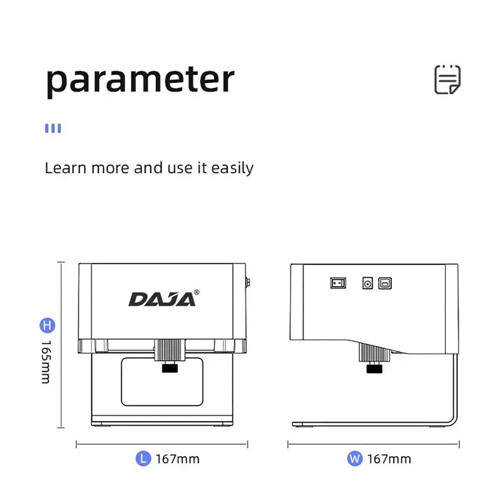 DAJA DJ6 24W آلة نقش ليزر محمولة صغيرة عالية الدقة منطقة النقش 80 مم × 80 مم مع حماية متعددة