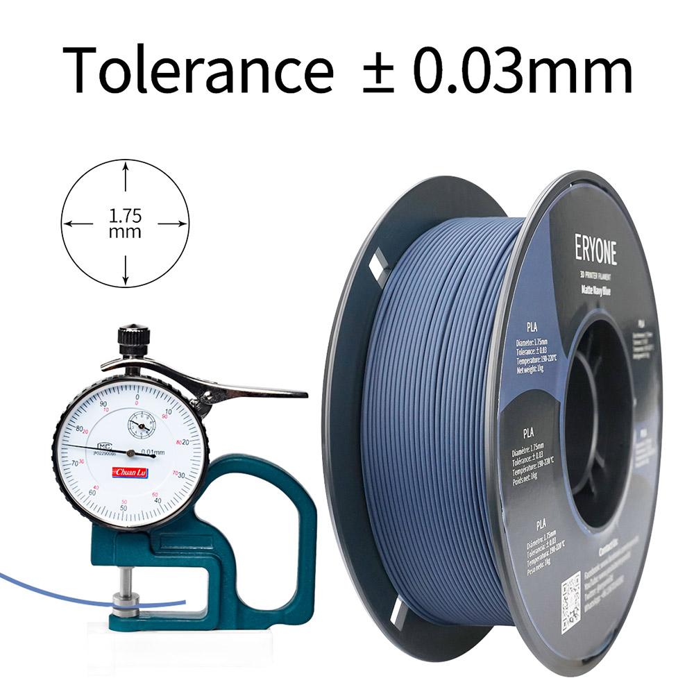 ERYONE Matte PLA Filament pre 3D tlačiareň 1,75 mm Tolerancia 0,03 mm 1 kg (2.2LBS)/Spool - Navy Blue