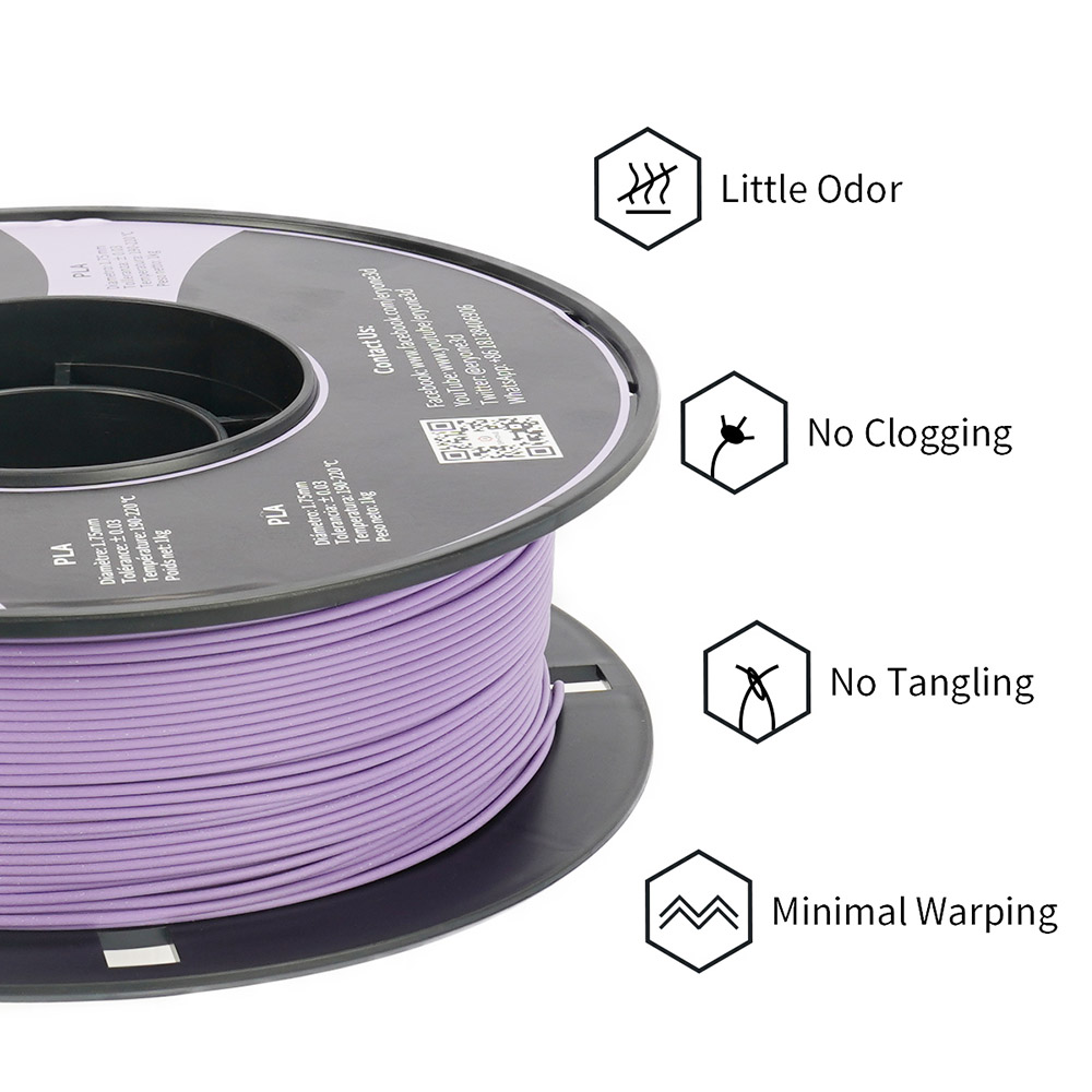 ERYONE Matte PLA Filament do drukarki 3D 1.75mm Tolerancja 0.03mm 1kg (2.2LBS)/szpula - Lilac Purple