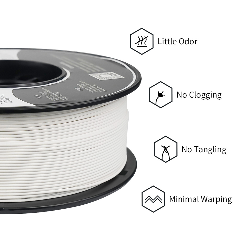 ERYONE Matte PLA Filament for 3D Printer 1.75mm Tolerance 0.03mm 1kg (2.2LBS)/Spool - White