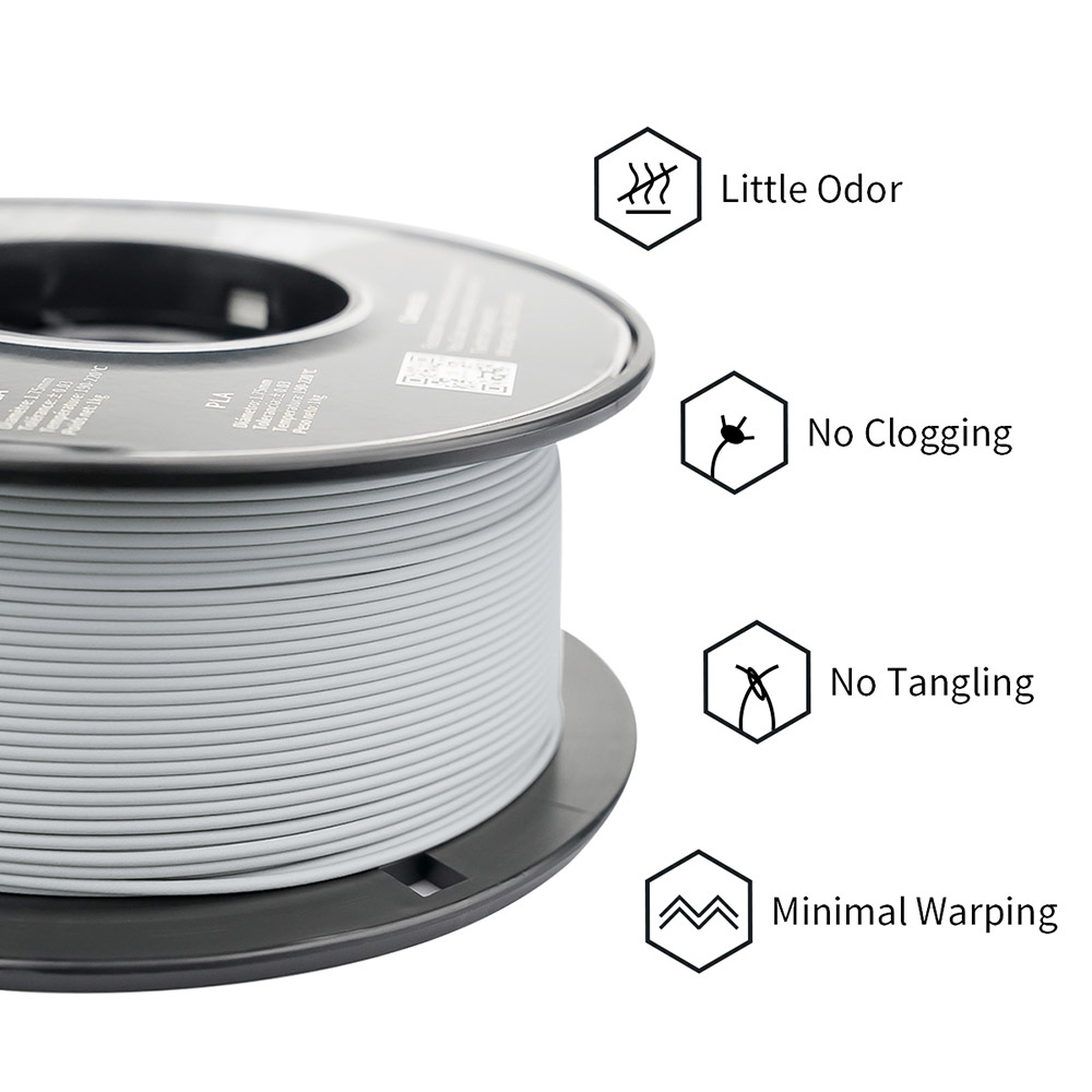 ERYONE Matte PLA Filament for 3D Printer 1.75mm Tolerance 0.03mm 1kg (2.2LBS)/Spool - Gray