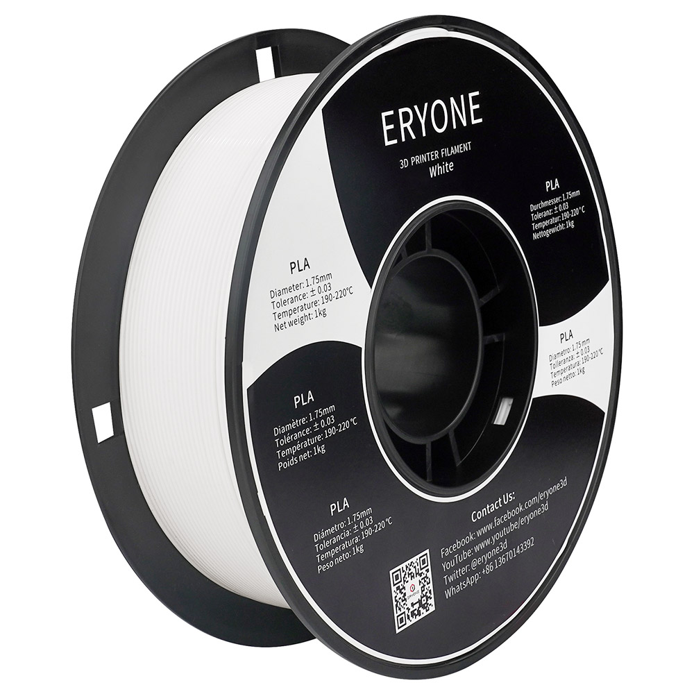 3D Yazıcı için ERYONE PLA Filamenti 1.75 mm Tolerans 0.03 mm 1 kg (2.2LBS)/Makara - Beyaz