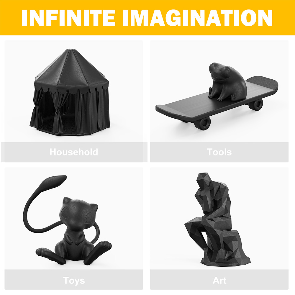 ERYONE PLA Filament pre 3D tlačiareň 1,75 mm Tolerancia 0,03 mm 1 kg (2.2LBS)/Spool - Jet Black