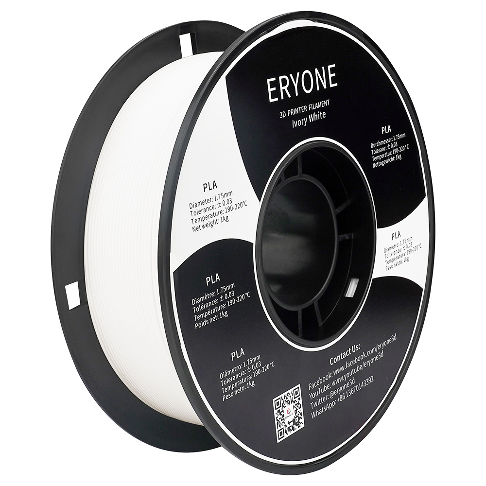 ERYONE PLA Filament for 3D Printer 1.75mm Tolerance 0.03mm 1kg (2.2LBS)/Spool - Ivory White