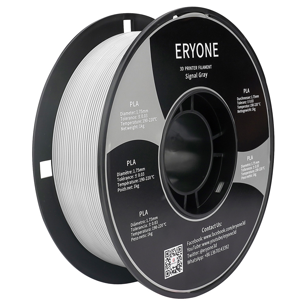 ERYONE PLA Filament pre 3D tlačiarne 1,75 mm Tolerancia 0,03 mm 1 kg (2.2LBS)/Spool - Signal Gray