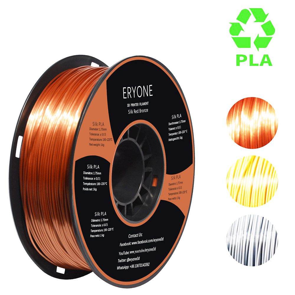 3D Yazıcı için ERYONE Silk PLA Filament 1.75mm Tolerans 0.03mm 1kg (2.2LBS)/Makara - Kırmızı Bakır