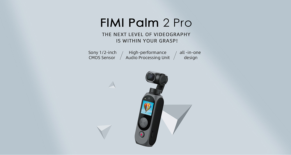 FIMI Palm 2 Pro 3-axis Gimbal Camera CMOS Sensor Slow Motion 3X Zoom 4K@30fps 128 Degree Wide Angle Lens F2.2 Aperture