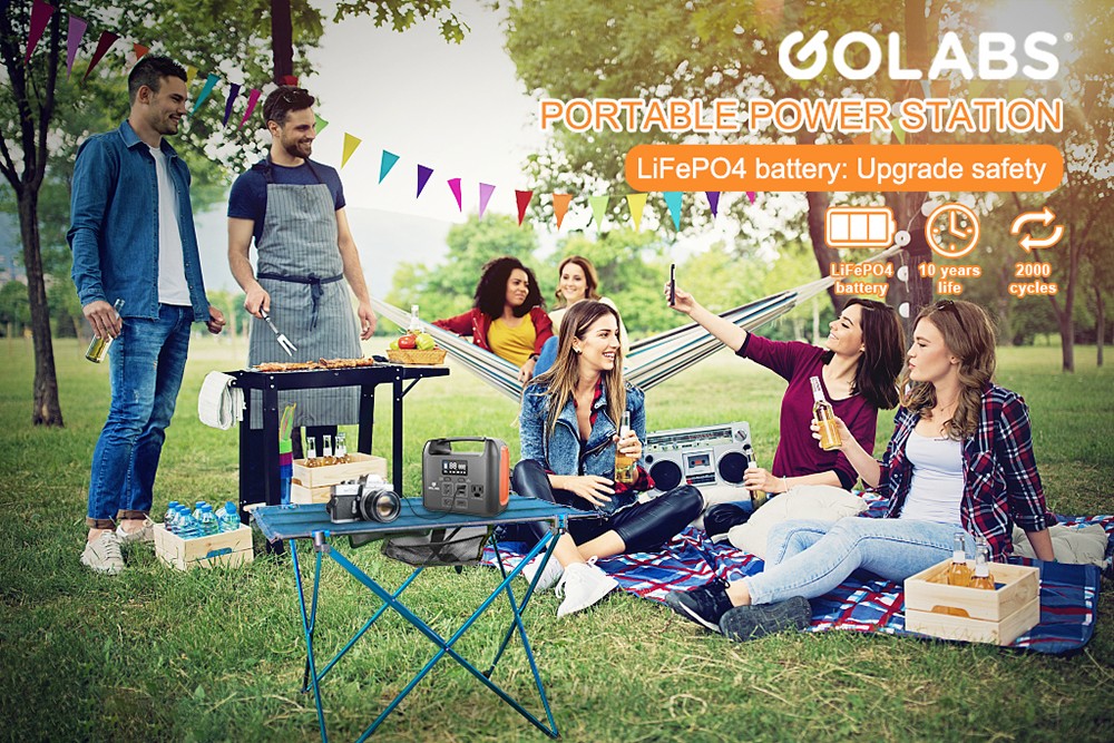 GOLABS R150 Portable Power Station 204Wh LiFePO4 Battery for Outdoors Camping Fishing Hiking Emergency Home - Orange