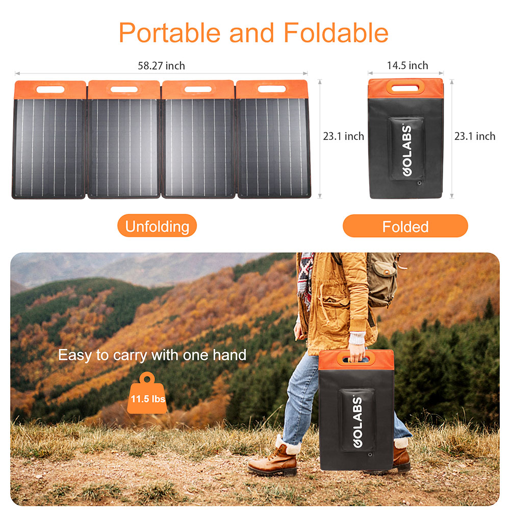 GOLABS SF100 100W Portable Solar Panel with Foldable Kickstand for Power Station Outdoor Solar Generator