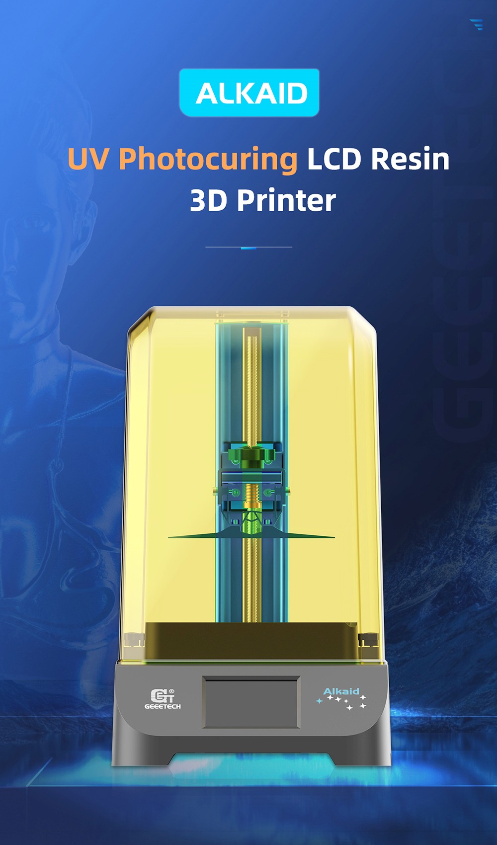 Geeetech Alkaid LCD Light Curing Resin 3D Printer พร้อมหน้าจอสัมผัสขนาด 3.5 นิ้วและ UV Photocuring, 82x130x190mm