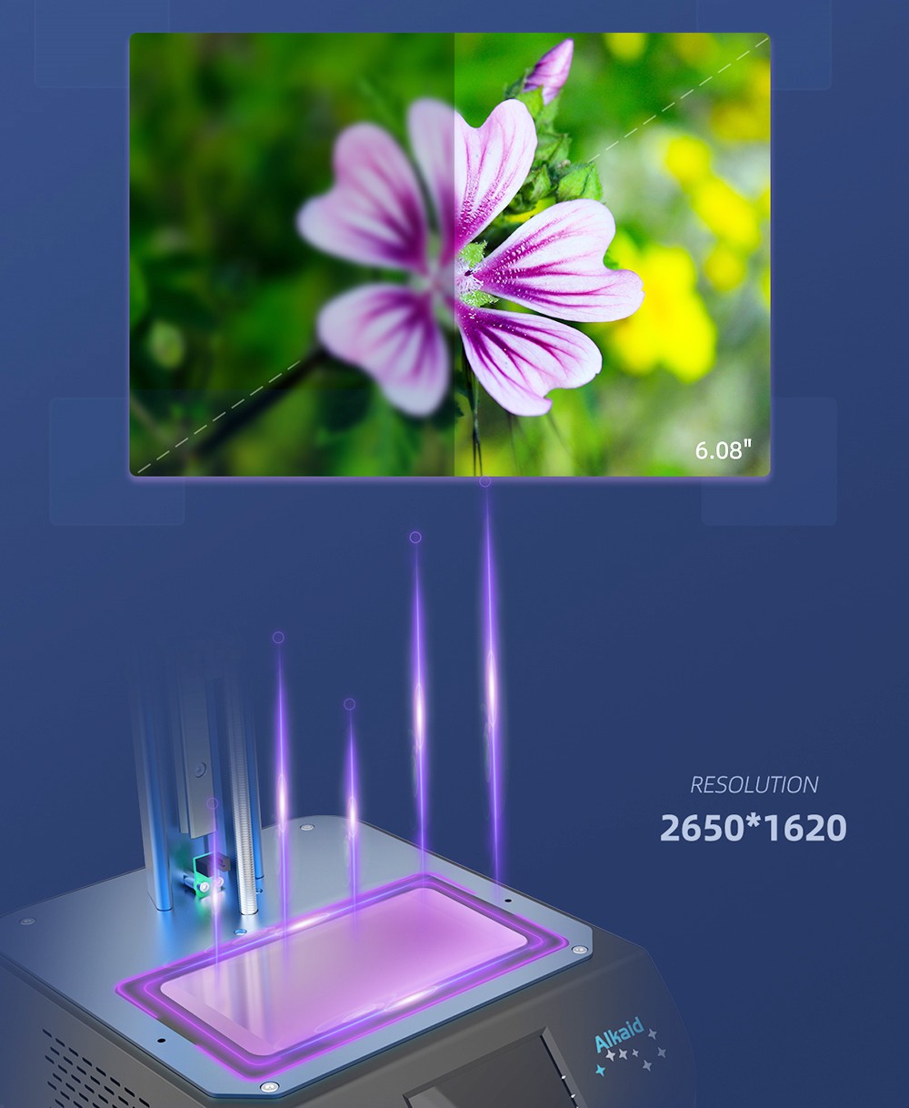 Geeetech Alkaid LCD Light Curing Resin 3D Printer พร้อมหน้าจอสัมผัสขนาด 3.5 นิ้วและ UV Photocuring, 82x130x190mm