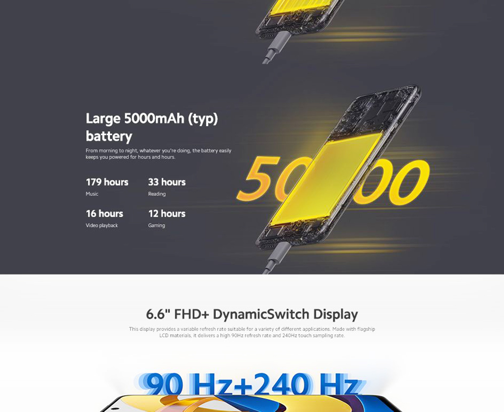 POCO M4 Pro Global Version 5G Smartphone 6.6 Inch FHD+ Screen MediaTek Dimensity 810 4GB RAM 64GB ROM Android 11 50MP + 8MP AI Dual Rear Camera 5000mAh Battery Dual SIM Dual Standby - Blue