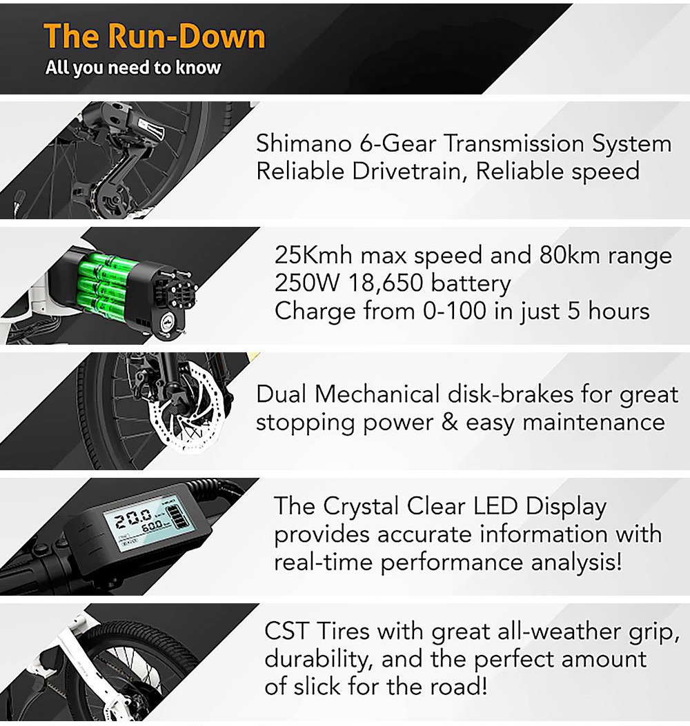 HIMO Z20 Folding Electric Bicycle 20 Inch Tire 250W DC Motor Up To 80km Range 10Ah Removable Battery Shimano 6-speed Tra