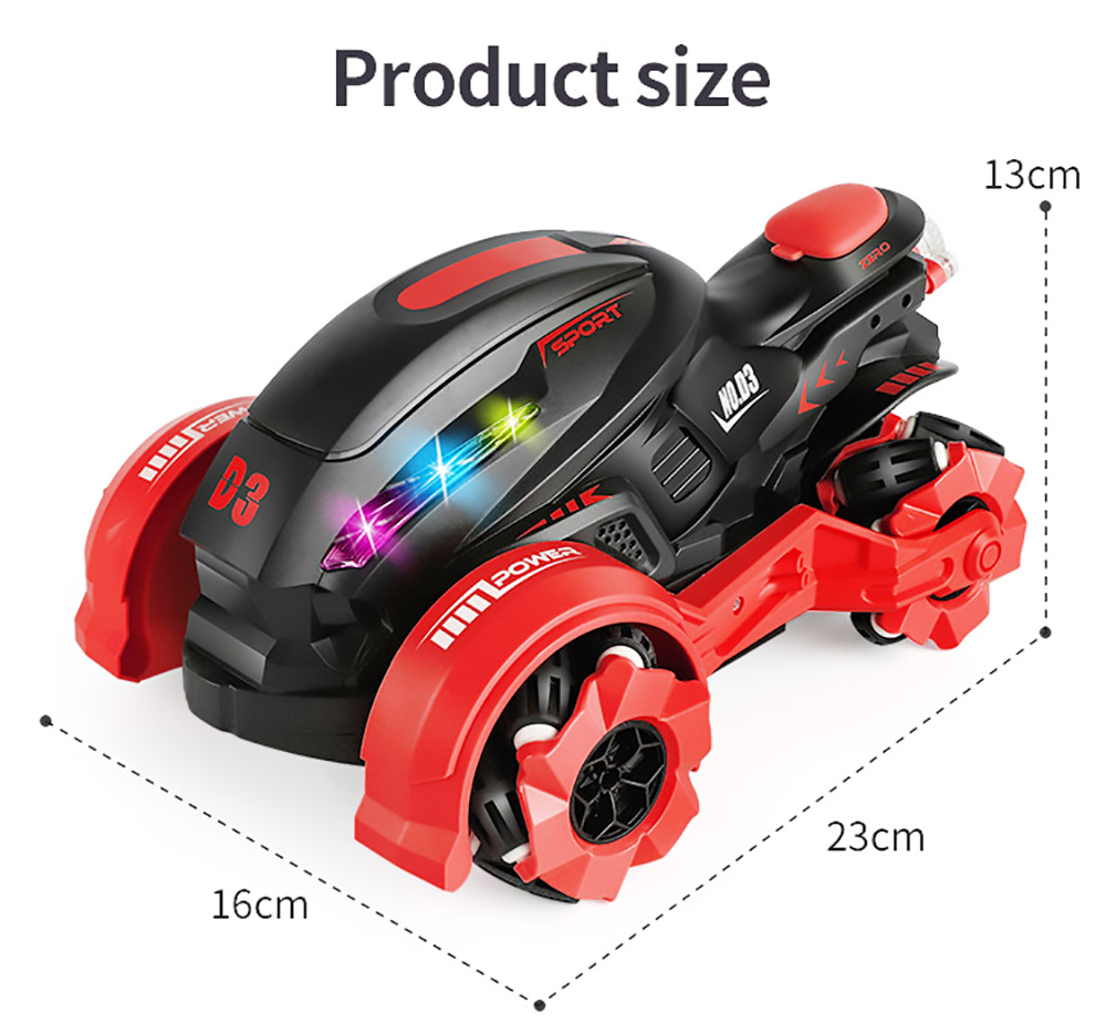 JJRC 2.4GHZ 4WD All-Terrain Tire Drift RC Spray Motorcycle with Cool Light & Sound 15km/h - Blue