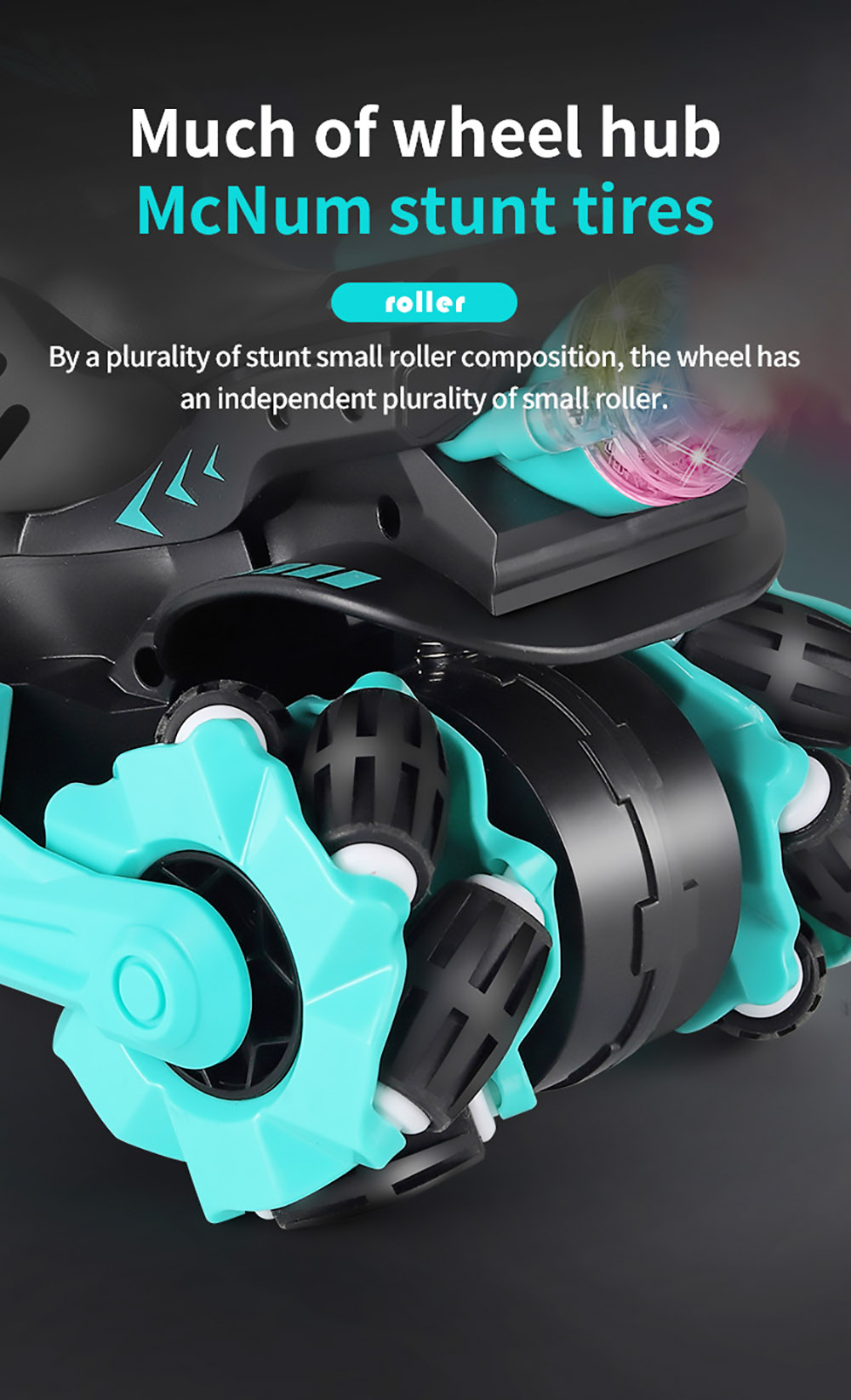 JJRC 2.4GHZ 4WD All-Terrain Tire Drift RC Spray Motorcycle with Cool Light & Sound 15km/h - Blue