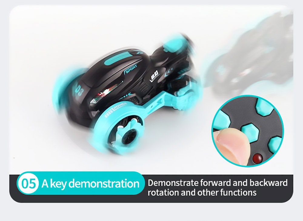 JJRC 2.4GHZ 4WD All-Terrain Tire Drift RC Spray Motorcycle with Cool Light & Sound 15km/h - Blue