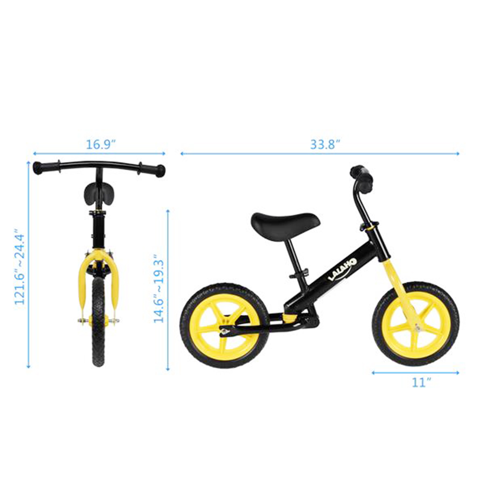 LALAHO Kids Balance Bike szénacél karosszéria, TPR markolat, 86*43*56cm, sárga