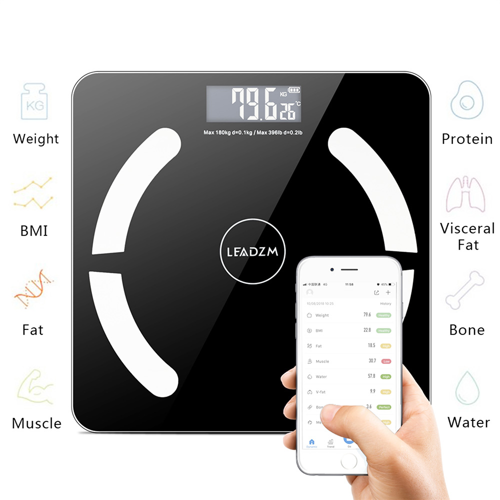 LEADZM Digital Smart Bluetooth Body Fat Scale with OKOK App for Body Weight BMI Water Percentage Muscle Bone Mass BMR