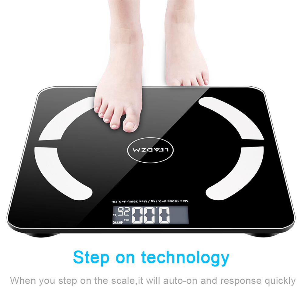 LEADZM Digital Smart Bluetooth Body Fat Scale with OKOK App for Body Weight BMI Water Percentage Muscle Bone Mass BMR