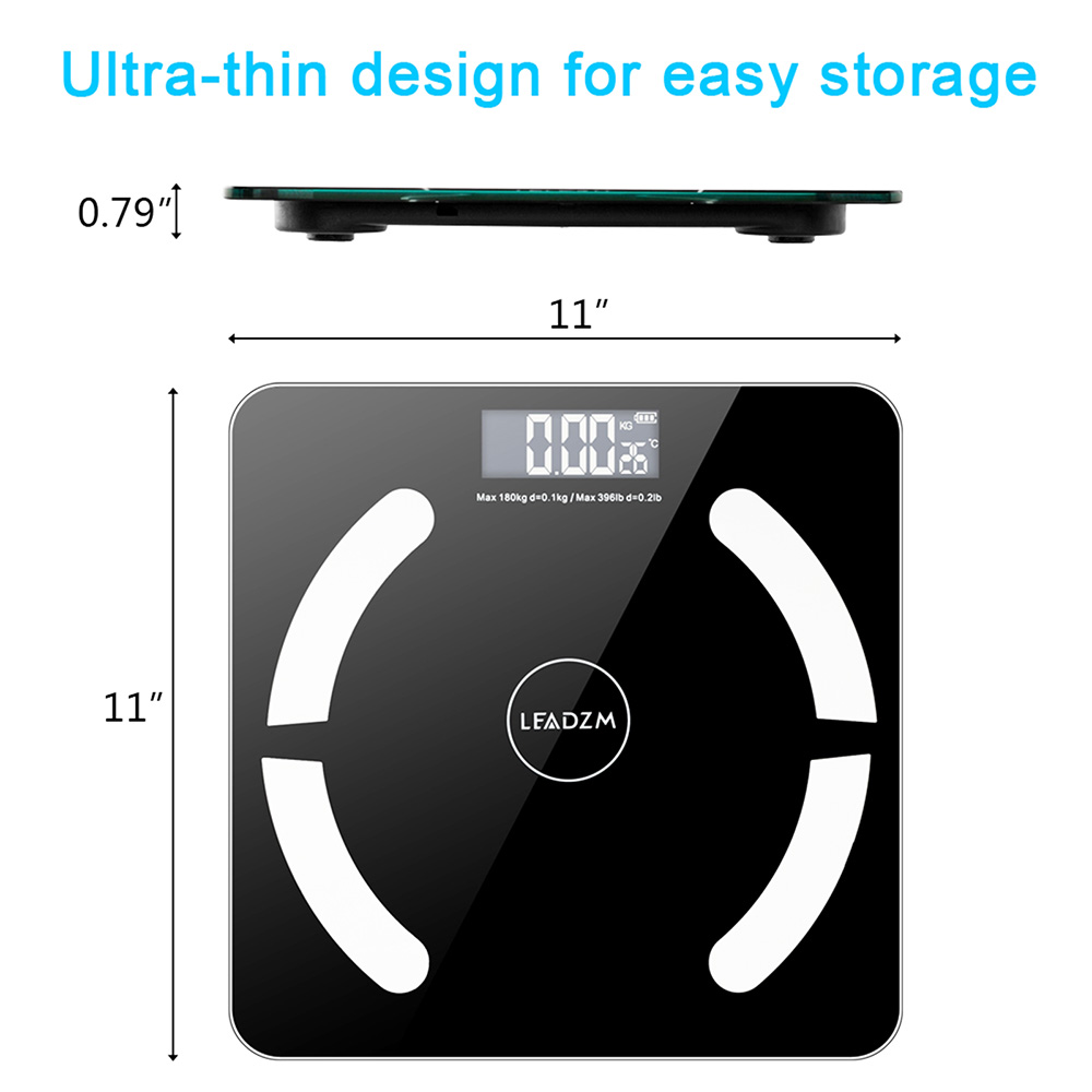 LEADZM Digital Smart Bluetooth Body Fat Scale with OKOK App for Body Weight BMI Water Percentage Muscle Bone Mass BMR