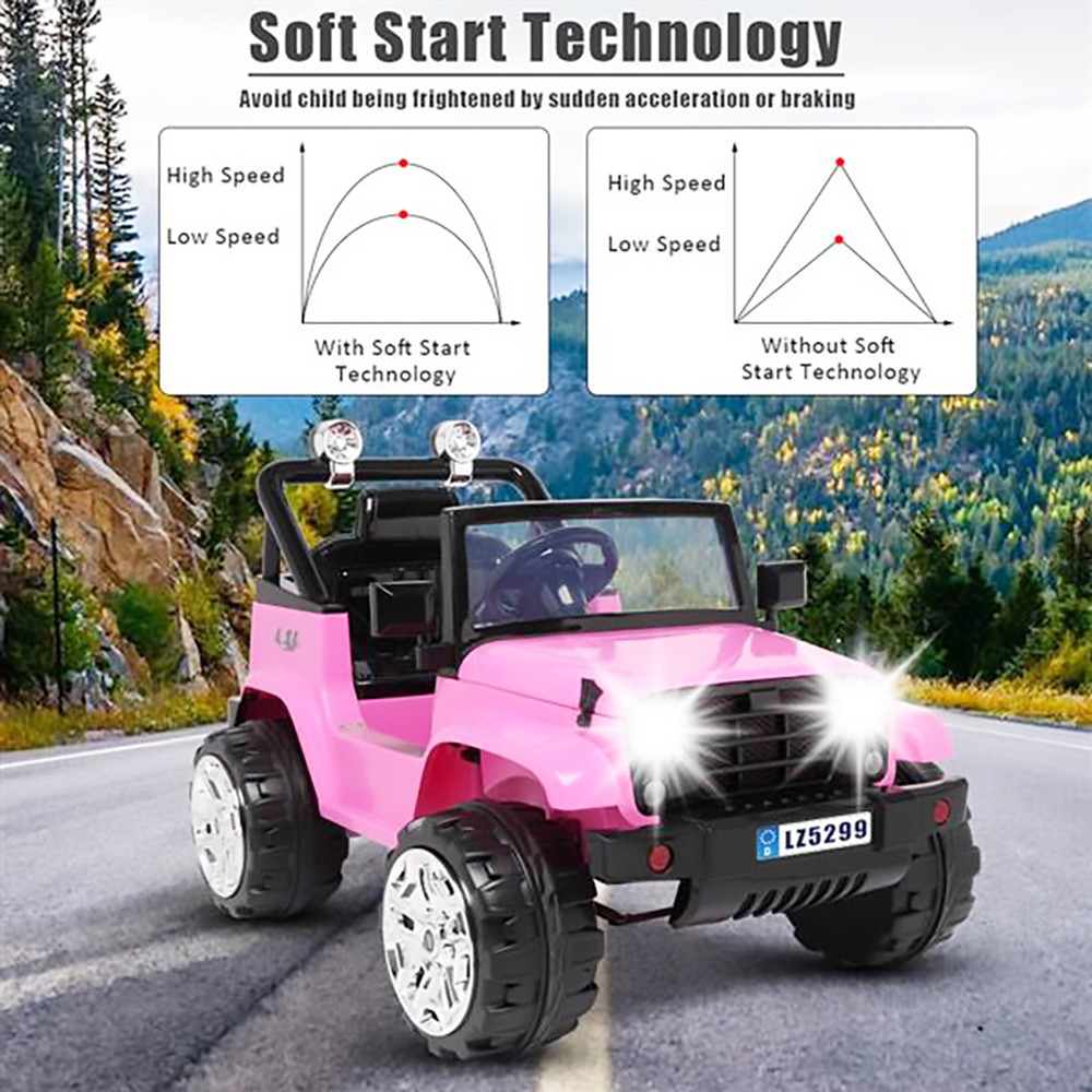 LEADZM LZ-5299 Electric Car Toy for Kids Dual Drive Battery 12V 7Ah * 1 with 2.4G Remote Control Pink