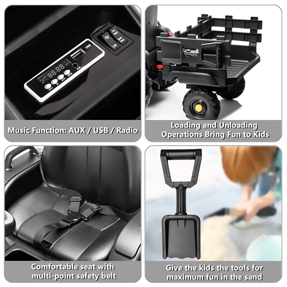 LEADZM LZ-925 Agricultural Vehicle Battery 12V 7AH * 1 Without Remote Control with Rear Bucket Black